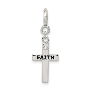 Sterling Silver CZ Faith Cross Clip-on Charm