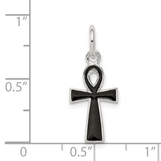 925 Sterling Silver Black Enamel Cross Pendant
