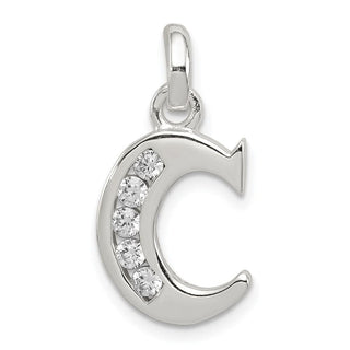 Sterling Silver White CZ Initial C Charm