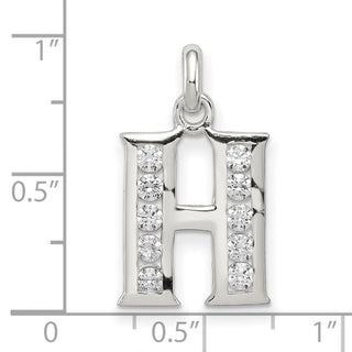 Sterling Silver White CZ Initial H Charm