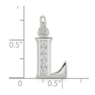 Sterling Silver White CZ Initial L Charm