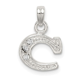 Sterling Silver CZ Initial C Pendant QC6717C