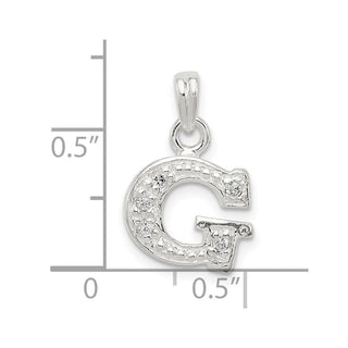 Sterling Silver CZ Initial G Pendant QC6717G