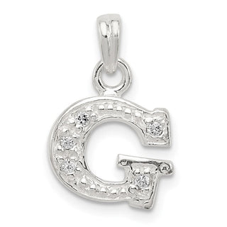 Sterling Silver CZ Initial G Pendant QC6717G
