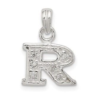 Sterling Silver CZ Initial R Pendant QC6717R