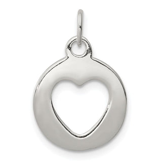 Sterling Silver Polished Circle w/Heart Charm