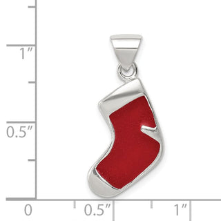 Sterling Silver Enameled Christmas Stocking Pendant QC6873