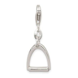 Sterling Silver Small Polished Horse Stirrup w/Lobster Clasp Charm