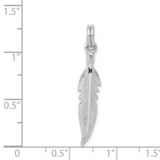 Sterling Silver Rhodium-plated Polished Feather Charm