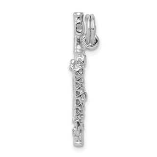 Sterling Silver Rhodium-plated Polished Flute Charm