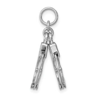 Sterling Silver Rhodium-plated Polished Movable Handcuffs Charm