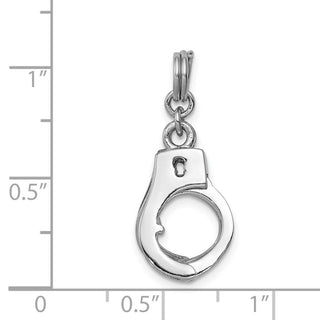 Sterling Silver Rhodium-plated Polished Movable Handcuffs Charm