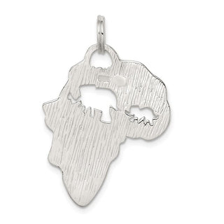 Sterling Silver Africa Continent w/Elephant Cutout Pendant