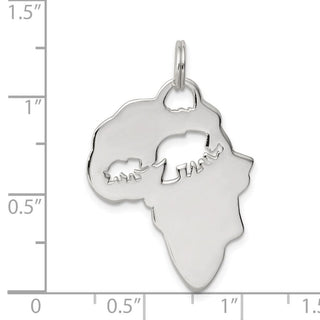 Sterling Silver Africa Continent w/Elephant Cutout Pendant