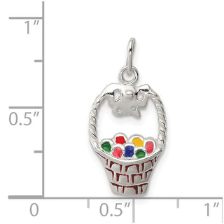 Sterling Silver Enameled Easter Basket Charm QC7173