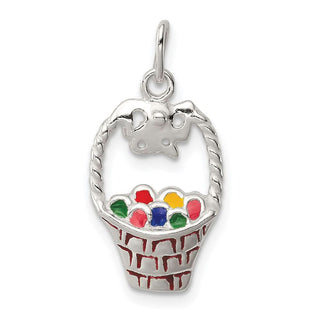 Sterling Silver Enameled Easter Basket Charm QC7173