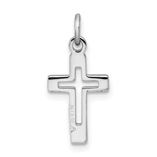 Rhodium-Plated 925 Sterling Silver Cross Pendant QC7213