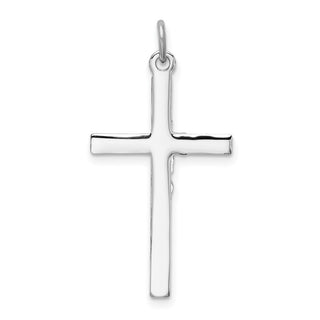 Rhodium-Plated 925 Sterling Silver Epoxy Yellow Cross Pendant QC7216