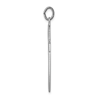 Rhodium-Plated 925 Sterling Silver Brushed & Polished Enamel Black Cross Pendant