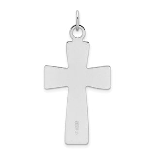 Rhodium-Plated 925 Sterling Silver Polished and Satin Cross Pendant