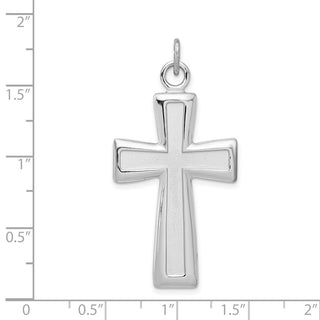 Rhodium-Plated 925 Sterling Silver Polished and Satin Cross Pendant