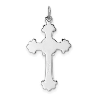 Rhodium-Plated & Yellow 925 Sterling Silver Cross & Fleur De Lis Pendant