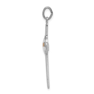 Rhodium-Plated 925 Sterling Silver Polished & Epoxy Cross w Mustard Seed Pendant