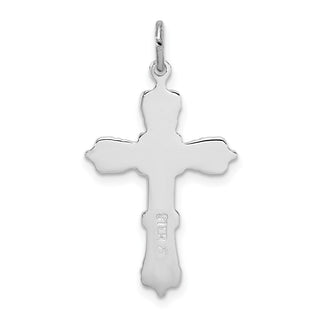 Rhodium-Plated 925 Sterling Silver with Black Epoxy Cross Pendant
