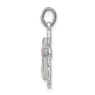 Rhodium-Plated 925 Sterling Silver with Enamel Cross Pendant