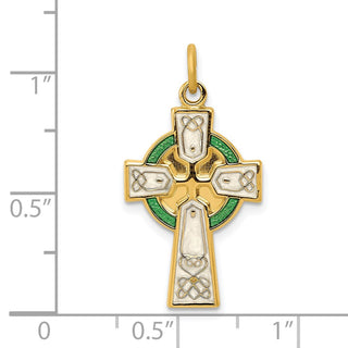 Rhodium-Plated & Yellow 925 Sterling Silver Polished Epoxy Cross Pendant