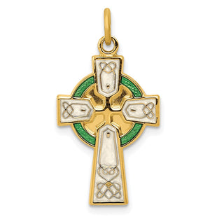 Rhodium-Plated & Yellow 925 Sterling Silver Polished Epoxy Cross Pendant
