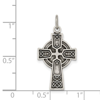 925 Sterling Silver Antiqued Satin Celtic Cross Pendant