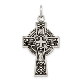 925 Sterling Silver Antiqued Satin Irish Cross Pendant