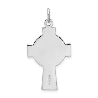 Rhodium-Plated 925 Sterling Silver Polished Epoxy Irish Cross Pendant