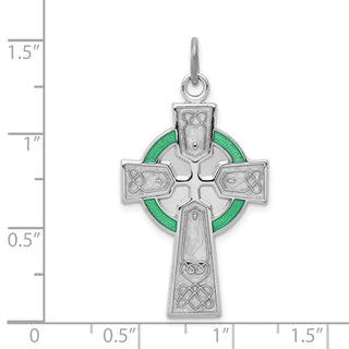 Rhodium-Plated 925 Sterling Silver Polished Epoxy Irish Cross Pendant