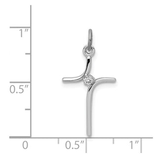 Sterling Silver Rhodium-plated Cross with CZ Center Pendant