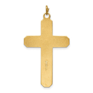 Rhodium-Plated & Yellow 925 Sterling Silver Satin/Polished Corpus Cross Pendant