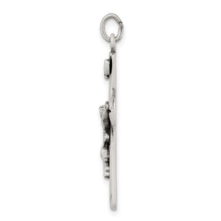 925 Sterling Silver Satin Antiqued Crucifix Pendant