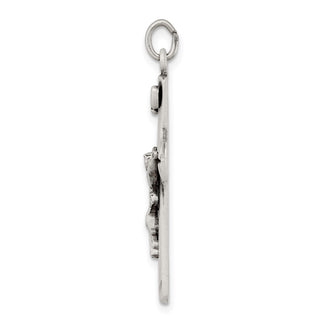 925 Sterling Silver Satin Antiqued Crucifix Pendant