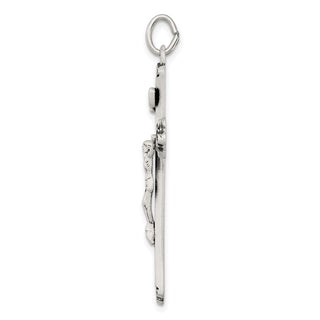 925 Sterling Silver Antiqued Satin Halo and Corpus Cross Pendant