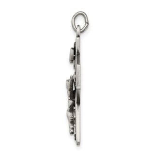 925 Sterling Silver Antiqued Satin Irish Crucifix Cross Pendant QC7346