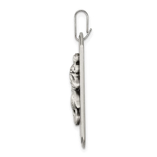 925 Sterling Silver Satin Antiqued St. Christopher Dog Tag Pendant