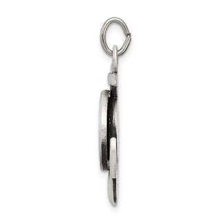 925 Sterling Silver Antiqued Satin St Christopher Anchor Medal Pendant