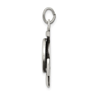 Sterling Silver St. Christopher Anchor Medal Pendant - 33 x 20mm, Antiqued & Satin