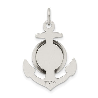 925 Sterling Silver Antiqued Satin St Christopher Anchor Medal Pendant