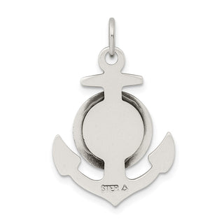 Sterling Silver St. Christopher Anchor Medal Pendant - 33 x 20mm, Antiqued & Satin