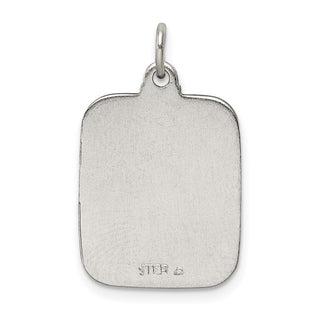 925 Sterling Silver Blue Enamel Square St. Christopher Medal Pendant