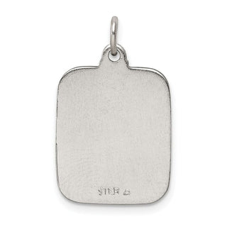 925 Sterling Silver Blue Enamel Square St. Christopher Medal Pendant