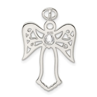 925 Sterling Silver Cubic Zirconia Angel Pendant QC7386