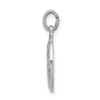 Rhodium-Plated 925 Sterling Silver Polished Epoxy Miraculous Medal Pendant